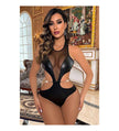 faux leather and mesh cutout teddy bodysuit lingeria