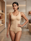 Tummy control shaper with hook and eye closure